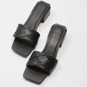 Woven Faux Leather Heeled Sandal